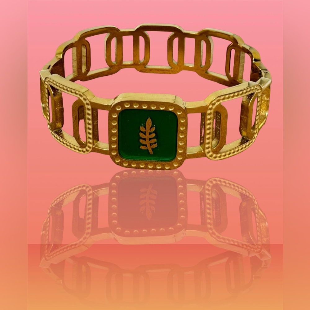Stainless Steel Gold Color Plated Bangle / Handcuff Bracelet - Picture 2 of 7